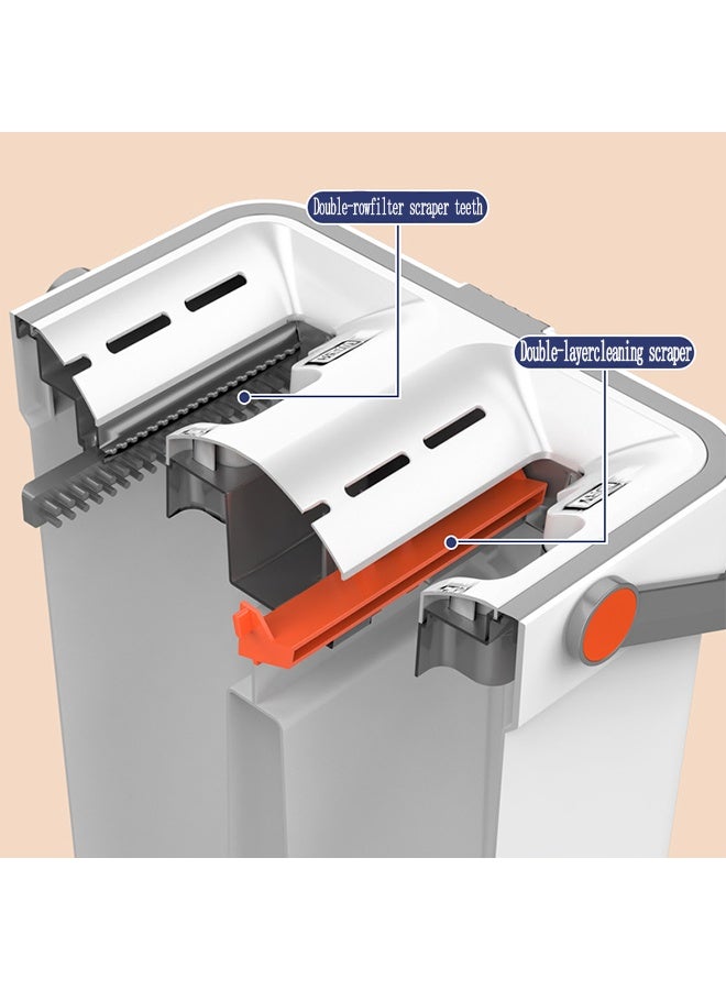 Flat Mop and Bucket System - Home Wringer Set for Floor & Wall Cleaning, with 6 Reusable Microfiber Pads - Image 4